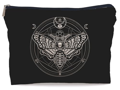 Moth Dead Head Makeup Bag, Witchy Gifts Witch Stuff Makeup Bag Cosmetic Bags for Women, Gothic Small Makeup Cosmetic Bag for Purse
