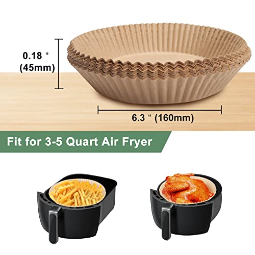 Air Fryer Paper Liner, Unbleached Oven Insert Parchment Paper, Disposable Non-Stick Baking Paper For Frying, Baking, Roasting & Grilling (100Pcs-6.3") #TOP1