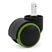 Katu Rubber Wheels for Office Chair Casters - 2 inch (Set of 5) Black & Green