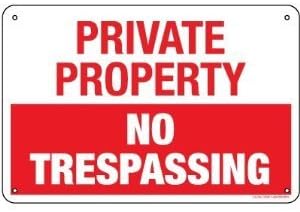 PRIVATE PROPERTY NO TRESPASSING 12x18 Aluminum Sign