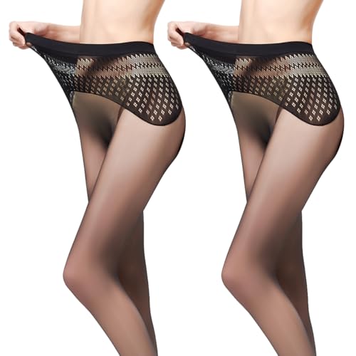 2-Pairs Plus Size Ultra-Thin High Waist Seamless Tights