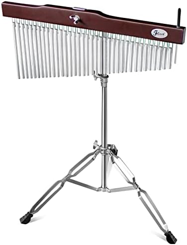 36-Bar Chimes Instruments,Single Row Wind Chime Musical Percussion Instrument with Mounting Stand,Mallet and 20 Note Table Top Wind Chime,Adjustable Hand Bell Percussion for Band Performance
