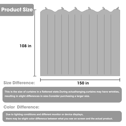 Image of Room Divider Blackout Curtain Track Curtains Wall Dividers Panels Screen for Living Rooms Bedroom Office Privacy Partition Separation, W150 x L108 Inch,1 Panel, Light Grey