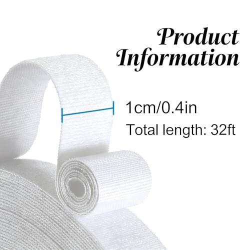 Image of IFNOW 32FT Reusable Fastening Tape Cable Ties Double-Sided Hook-and-Loop Cable Management Tape Strength and Durability 0.4'' /Width (2, White and Black)