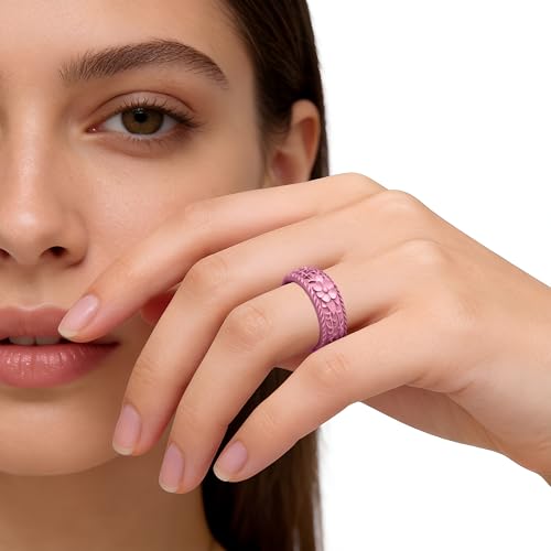 Image of Silicone Wedding Rings for Women 1 /4 /7 Packs -Stackable Silicone Rubber Wedding Bands - Innovative Flower & Vine Collection