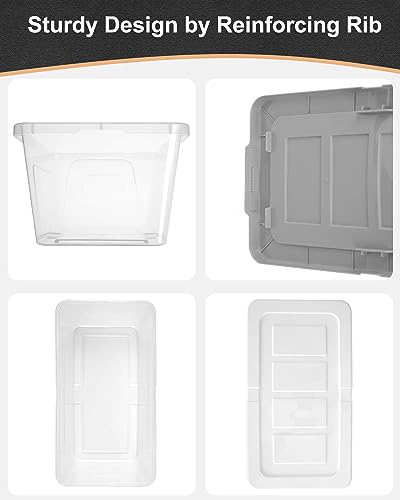 EOENVIVS Plastic Storage Bins with Lids, 12 Packs Set, Storage Boxes with Lids and Stackable Shoe Boxes For Organization, Clear Plastic Storage Containers For Closet Home Office, White - Thumbnail 2