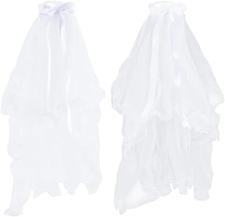 FREEBLOSS 2Pc Dog Wedding Dress Bow Wedding Dog Veil Outfit for Large Dogs Dress Female Bride Costume Pet Weddings Veil with Clip