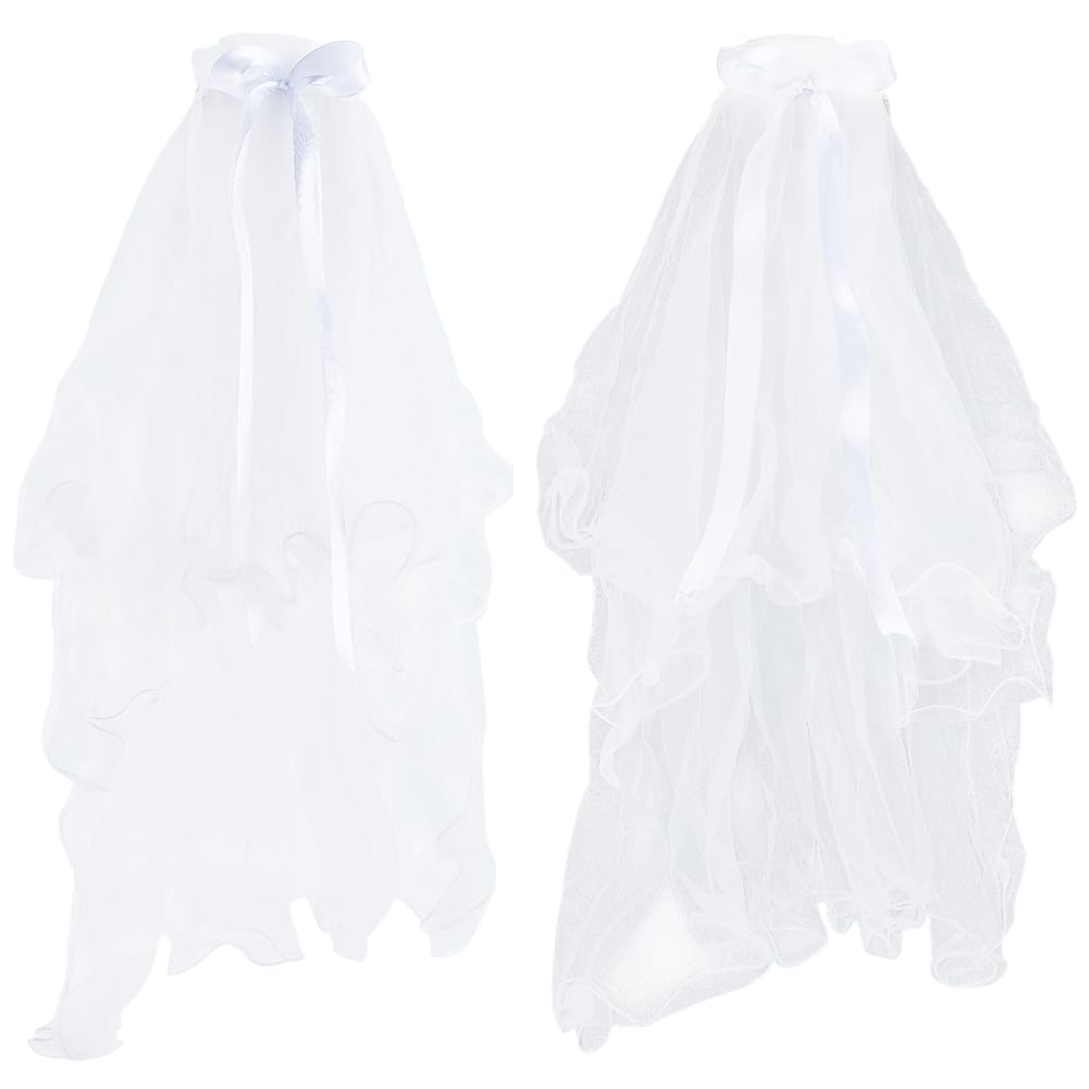 FREEBLOSS 2Pc Dog Wedding Dress Bow Wedding Dog Veil Dog Wedding Outfit Dog Tutu for Large Dogs Wedding Dress for dogs Female Bride Costume Pet Wedding Veil with Clip