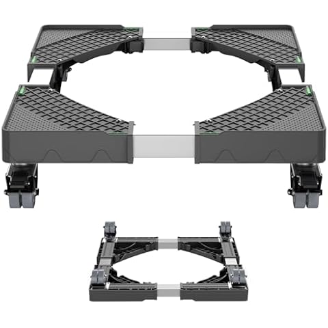 HQO LOVL Mini Fridge Stand with 4 Locking Wheels 15.7""-23.6"" Adjustable Dolly Washing Machine Stand Universal Stand Base for Furniture Portable Refrigerator Dryer Stand (Black) Cover