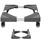HQO LOVL Mini Fridge Stand with 4 Locking Wheels 15.7""-23.6"" Adjustable Dolly Washing Machine Stand Universal Stand Base for Furniture Portable Refrigerator Dryer Stand (Black)