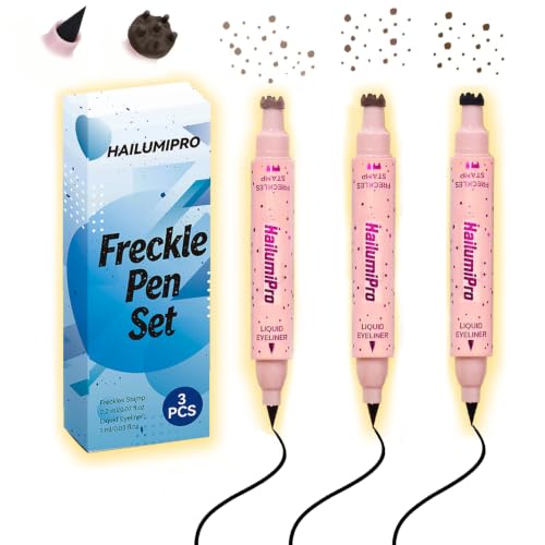 HailumiPro 3Pcs 2 in 1 Freckle Stamp Pen Waterproof Smudge-proof Natural