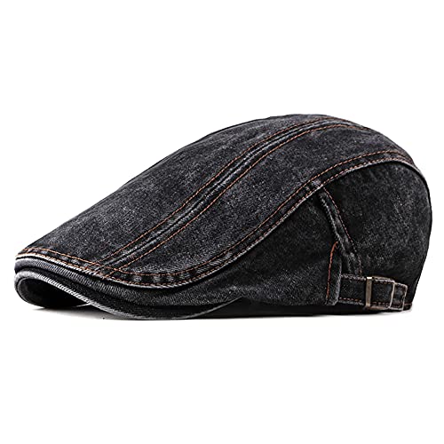 Distressed Denim Newsboy Hat Flat Ivy Gatsby Cabbie Driving Hunting Cap for Men Women