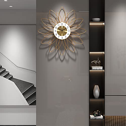 Modern Large Wall Clock Decorative Metal Mid Century Wall Clocks, Starburst Big Silent Non-Ticking Clock, Battery Operated Handmade Home Art Decor For Living Room,Bedroom,Dining Room, 24 Inch #TOP1