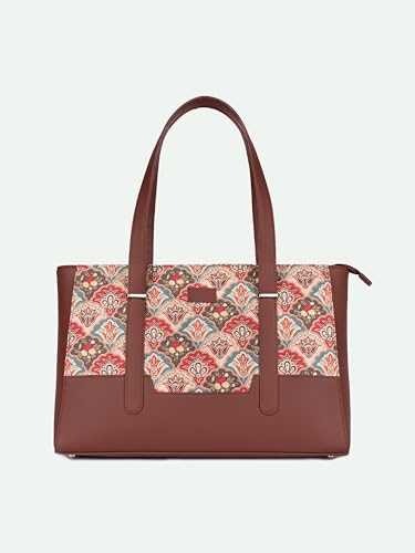 Image of ZOUK Handcrafted Vegan Leather Travel Tote Bag for Women with Multiple Compartments | Spacious Water-Resistant Shoulder Bag for Travel, Vacation, Day Trips |