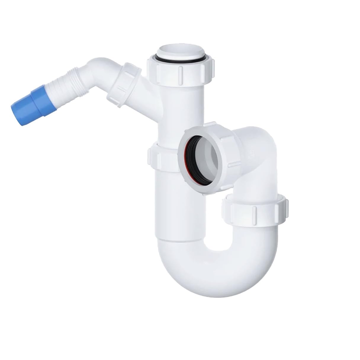 PlumbEZ Telescopic Adjustable P Trap with Swivel Nozzle - 40mm (1.1/2") Kitchen Sink Waste with 135 Degree Dishwasher Nozzle and 40mm Outlet Sink Waste Kit - 75mm Water Seal