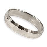 925 solid Sterling Silver Multi faceted 4mm Band ring Available in 20 sizes G-Z Band width 4mm