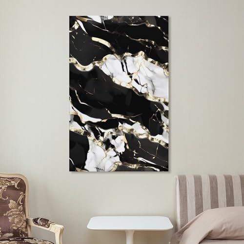 Impression sur toile texture marbre noir et blanc tableau mural de salon