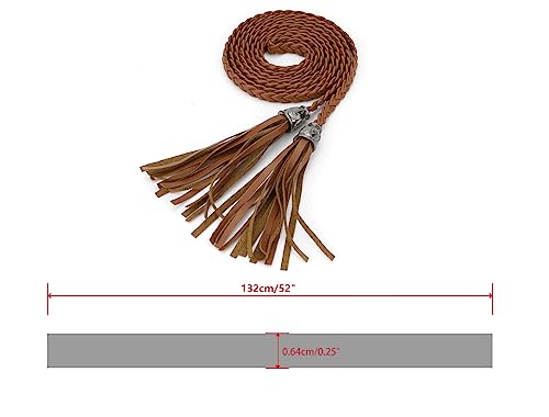 Allegra K Women's Tassel Braided Belts Skinny Woven Waist Belts for Skirt Dress3