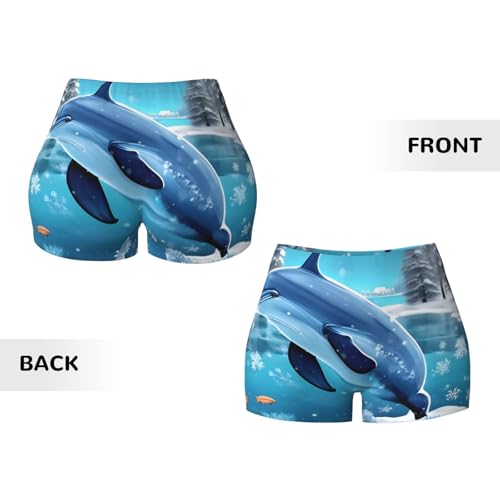 Winter The Dolphin Pattern Sports Shorts, high Elastic Slim Fitness Pants, Suitable for Yoga/Leisure/Daily wear3