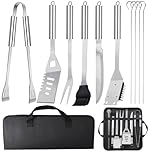 11Pcs BBQ Accessories, Professional Stainless Steel BBQ Grill Tool Set, Portable Barbecue Utensil Set with Case, Birthday BBQ Gift for Men Backyard Outdoor Camping Barbecue Cooking Picnics