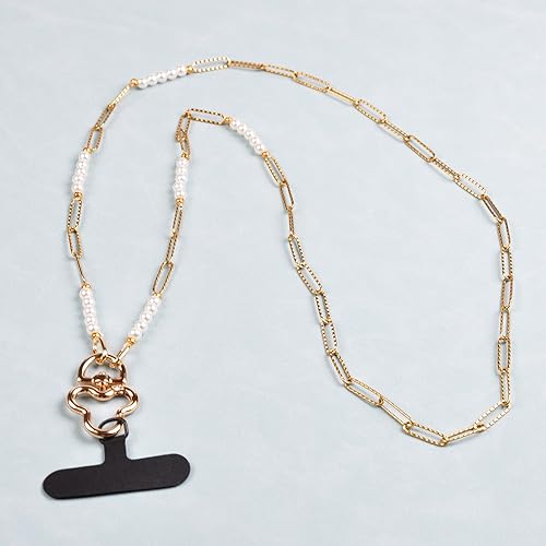 Cordão feminino de aço inoxidável banhado a ouro 18 k e contas de pérolas, cordão de pescoço para ce