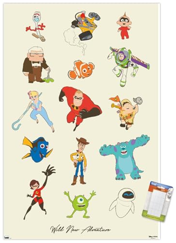 Trends International Disney Pixar - Group Wall Poster, 14.725" x 22.375", Premium Poster & Mount Bundle