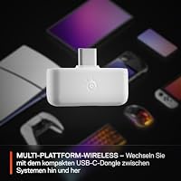 SteelSeries Arctis Nova 5 Wireless - Gaming Headset- Multi-System -PC,PS5 - Magnetische Neodym-Treiber -Über 100 Audio Presets - 60H Akkulaufzeit - 2,4 GHz oder BT-ClearCast Gen2.X-Mik -Weiß – Ansicht 7