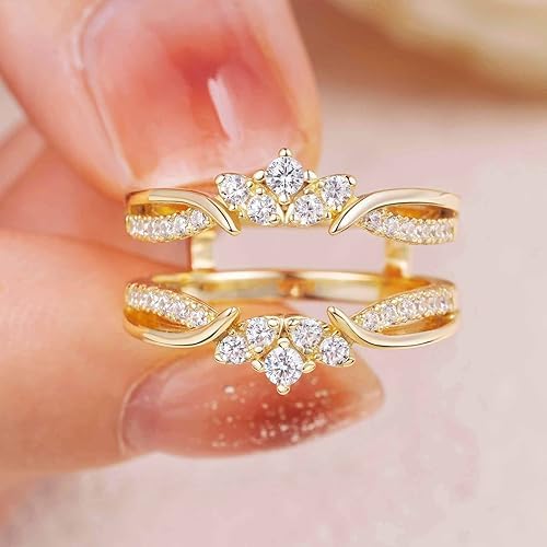 Enhancer Guard Wrap Rings for Women's 925 Sterling Silver Engagement Proposal Ring 14k White Gold Finish