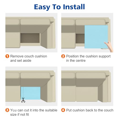 RA RUNNING ALIEN Couch Cushion Support for Sagging Seat,20\"X20\"X2\" Curved 40D High Density Foam Cushion,Sagging Couch Support for Accent Chair,Sofa,Blue Set of 1