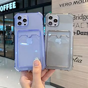 GGM GİYİM & AKSESUAR iPhone 11 ile Uyumlu Şeffaf Yapıya Sahip Arka Ksımında Kartlık Bölmeli Kolay Kullanım Sağlayan Telefon Kılıfı (Lila)