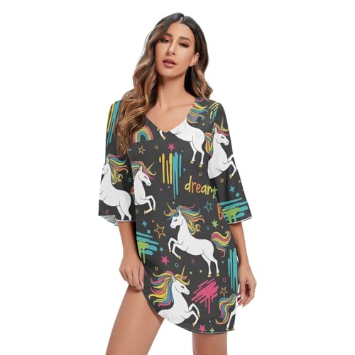Robe licorne col en V fluide pour masquer les imperfections