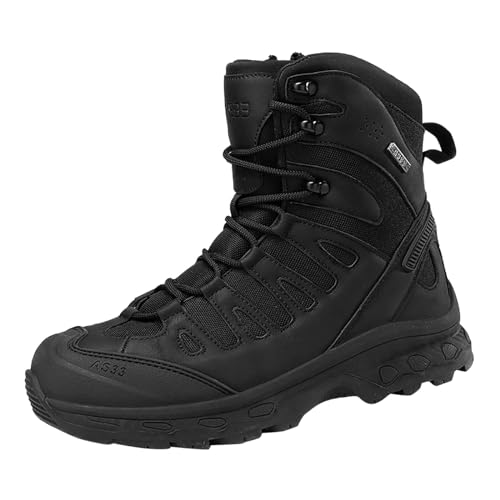 Generisch Botines mediados resistentes para hombre al aire libre, montañismo, senderismo, camping, equitación, senderismo, botas versátiles, Negro , 45 EU