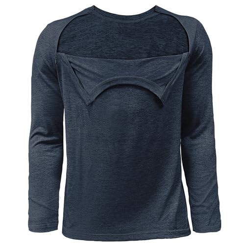 Chemo Shirt for Port Access Women Chemotherapy Chest Port Access Long Sleeve Shirt Men Side Zippers Full Open Chemo Clothing