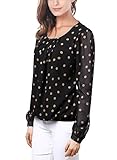 DJT Womens Korean Style Polka Dot Pleated Loose Blouse Tops