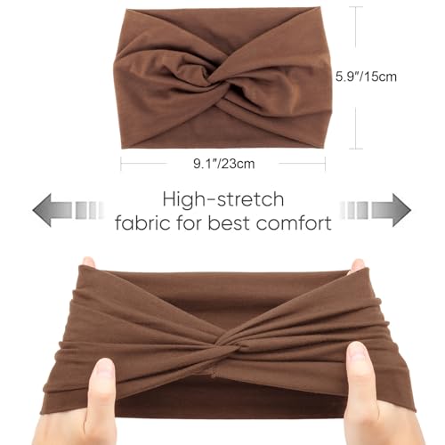 Image of DRESHOW 4 Pack Turban Headbands for Women Wide Vintage Head Wraps Knotted Cute Hair Band Accessories
