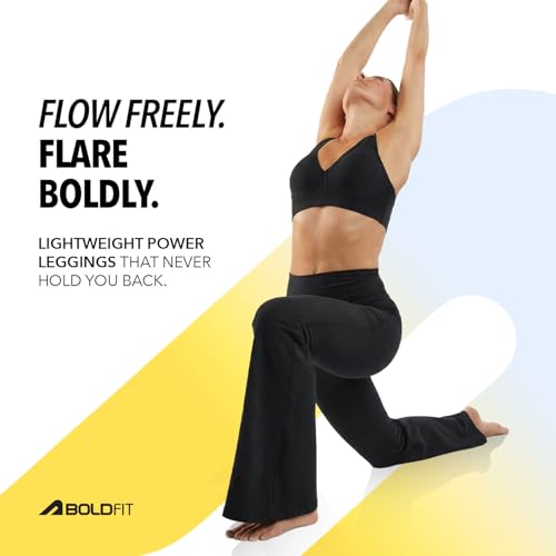 Image of Boldfit Limitless Nyloflex Flare Pants for Woman Leggings for Women Full Length Stretchable Gym Pants for Women Workout Flare Pant for Yoga, Pilates, Gym for Daily Use Flared Palazzo for Woman
