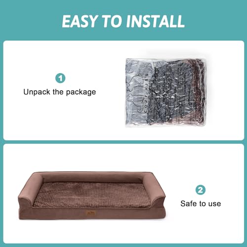 COZY KISS Orthopädisches Hundebett für extra große Hunde,Braun(U-Form,XL)