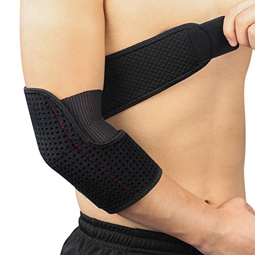 Ellenbogenstütze 1 Stück Ellenbogenbandage Atmungsaktive Armbandage mit Klettverschluss Ellbogen Stütze Verstellbar Ellenbogenschiene passt Rechts und Links Ellenbogenstütze Damen Herren für Sport