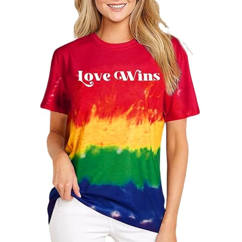 Momkonzz Camisas de orgullo para mujer Love Wins, Multicolor, M