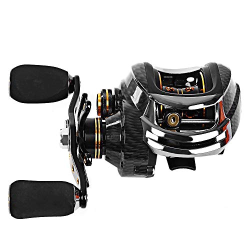 Mounchain Baitcaster Rolle, mit 17+1 Kugellagern, Dual-Bremssysteme, 7,0:1 Übersetzungsverhältnis, Linkshand – Bild 4
