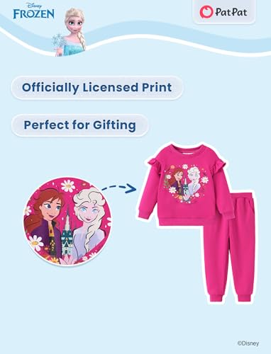 Image of Disney Frozen Toddler Girl Outfits Long Sleeve Shirt and Pocket Pant Clothing Sets Fall Casual Pullover Dailywear