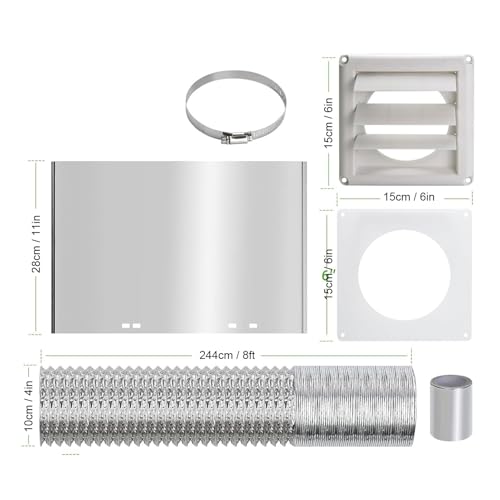 Tuyau d'aération sèche-linge 4 pouces avec grille 6x6 et pinces - 3