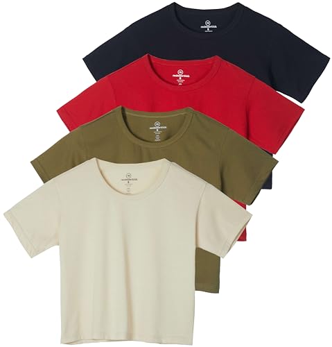 Real Essentials 4 Pack: Women's Cotton Short Sleeve...