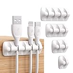 SYNCWIRE Cable Clips, Cord Organizer Cable Management Self Adhesive USB Cable Holder System for Organizing Cable Cords, Ideal for Home, Office, Car, Nightstand, Desk Accessories, 5 Pack (White)