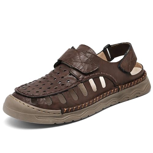Men's Closed Toe Sandals Outdoor Sport Hiking Summer Leather Fisherman Beach Shoes