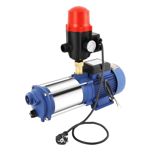 vinnyooc 230V 2500W Pompe à Eau, Pompe Centrifuge en Acier Inoxydable 2850 tr/min, Pompe de Jardin avec Pressostat Débit 66,7 l/min l'pour Arrosage des Fermes, l'arrosage des étangs