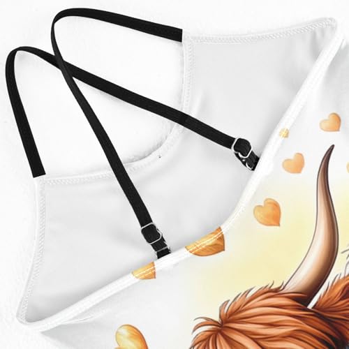 CHIFIGNO Highland Cows Sunflowers Girl Swimsuit, One Piece Swimsuit Kids Sport Summer Beach Swimwear for 3 Years Old4