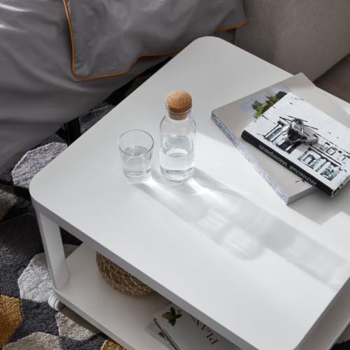 Mesa auxiliar móvil con ruedas mesa de centro de 2 capas compacta 3