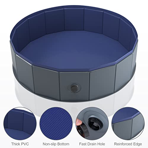 Niubya Foldable Dog Pool, Collapsible Hard Plastic Dog Swimming Pool, Portable Bath Tub For Pets Dogs And Cats, Pet Wading Pool For Indoor And Outdoor, 32 X 8 Inches #TOP2