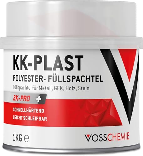 Vosschemie Füllspachtel 1kg styrolfrei 2K Polyesterspachtel für Auto Boot Metall Holz & GFK geringer Schrumpf schnell trocken und schleifbar